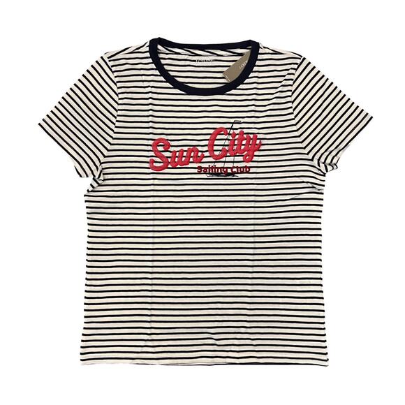 NWT J. Crew Slim-Fit Navy Stripe W/"Sun City" Graphic T-Shirt - SIZE M - Picture 1 of 8